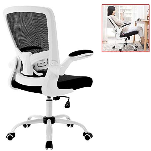 LIUNJHUY Schreibtisch-Bürostuhl mit mittlerer Rückenlehne und Armlehnen – Mesh-Weiß Interesting von LIUNJHUY