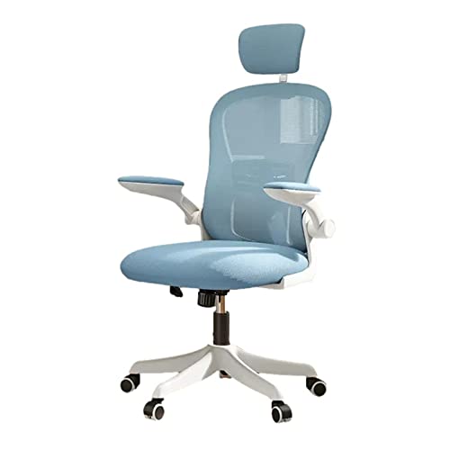 Schreibtischstuhl mit hoher Rückenlehne, um 360 ° drehbarer Rollarbeitsstuhl, ergonomischer Netz-Bürostuhl, verstellbare Kopfstütze und Rückenlehne, mit hochklappbaren Armlehnen, Lordosenstütze und von LIUNJHUY