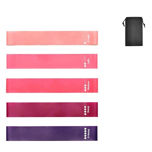 LIUPOCVRE 5 Pcs Tragbare Fitness Workout Ausrüstung Gummi Widerstand Bands Yoga Gym Elastische Gum Festigkeit Pilates Crossfit Gewicht(Pink) von LIUPOCVRE