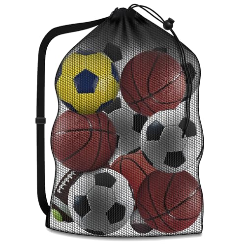 LIURFLNC Ballsack, Extra Groß Ballnetz, Tragbare Ballnetz für 10 Bälle mit Kordelzug und Schultergurt, Mehrzweck Fußballnetz Wiederverwendbar für Fußball Basketball Volleyball Schlafsack LIURFLNC Ballsack, Extra Groß Ballnetz, Tragbare Ballnetz für 10 Bälle mit Kordelzug und Schultergurt, Mehrzweck Fußballnetz Wiederverwendbar für Fußball Basketball Volleyball Schlafsack von LIURFLNC