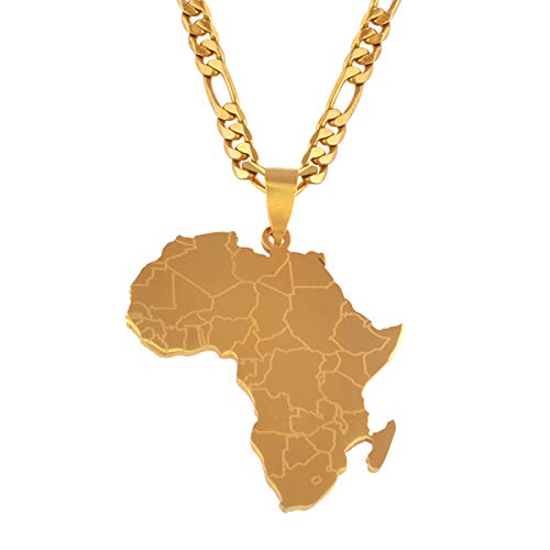 LIUZIXI Africa Map Pendant Necklaces - for Women Men African Country Map Pendant Patriotic National Chain - Unisex Trendy Charm Friendship Jewelry Party Gift,Gold von LIUZIXI