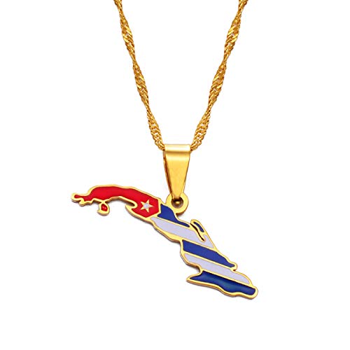 LIUZIXI Cuba Map Pendant Necklace - Trendy Charm Cuban Country Maps National Flag Pendant - for Women Men Patriotic Ethnic Jewelry, Gold LIUZIXI Cuba Map Pendant Necklace - Trendy Charm Cuban Country Maps National Flag Pendant - for Women Men Patriotic Ethnic Jewelry, Gold von LIUZIXI