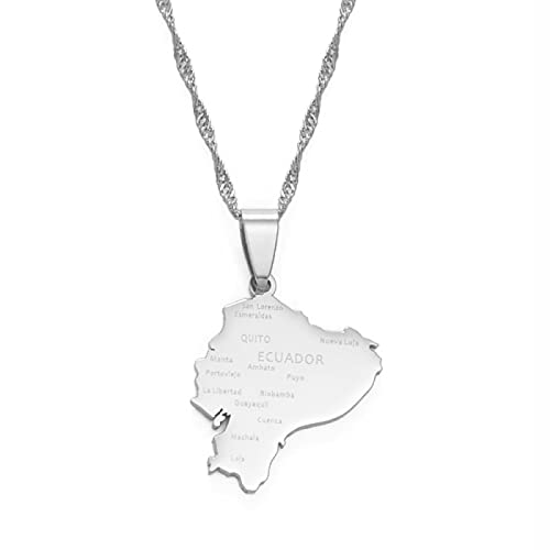 LIUZIXI Ecuador Map Pendant Necklaces - Hip Hop Charm Friendship Necklaces - with City Names Ecuadorian Country Maps Pendant for Women Men Patriotic Jewelry,Silver LIUZIXI Ecuador Map Pendant Necklaces - Hip Hop Charm Friendship Necklaces - with City Names Ecuadorian Country Maps Pendant for Women Men Patriotic Jewelry,Silver von LIUZIXI
