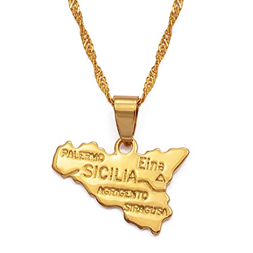LIUZIXI Ethnischer Charme Sizilien Land Karte Städte Namenskette - Gold, Unisex, Hip Hop, Party, Jubiläumsgeschenk LIUZIXI Ethnischer Charme Sizilien Land Karte Städte Namenskette - Gold, Unisex, Hip Hop, Party, Jubiläumsgeschenk von LIUZIXI