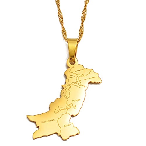 LIUZIXI Pakistan Map Pendant Necklaces - Hip Hop Charm Necklaces Friendship Patriotic Jewelry - with City Names Pakistani Country Maps Pendant for Women Men,Gold LIUZIXI Pakistan Map Pendant Necklaces - Hip Hop Charm Necklaces Friendship Patriotic Jewelry - with City Names Pakistani Country Maps Pendant for Women Men,Gold von LIUZIXI