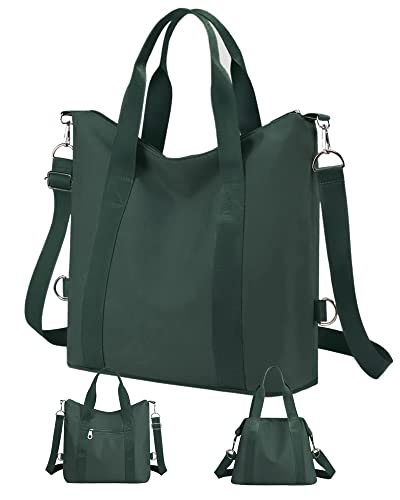 LIVACASA Schultertasche Damen Umhängetasche Wasserabweisend Multifunktional Handtasche Mädchen Shopper mit Reißverschluss Tragetasche für Schule Büro Lässig Alltag Einkauf Grün von LIVACASA