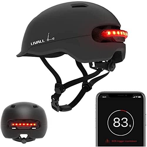 LIVALL Smart Cityhelm, Fahrradhelm Bluetooth mit automatisch LED Rücklicht, SOS Warnsystem und LED-Rückleuchten, Blinker, Radhelm für Stadtpendler, Erwachsene: Herren, Damen, Schwarz von LIVALL