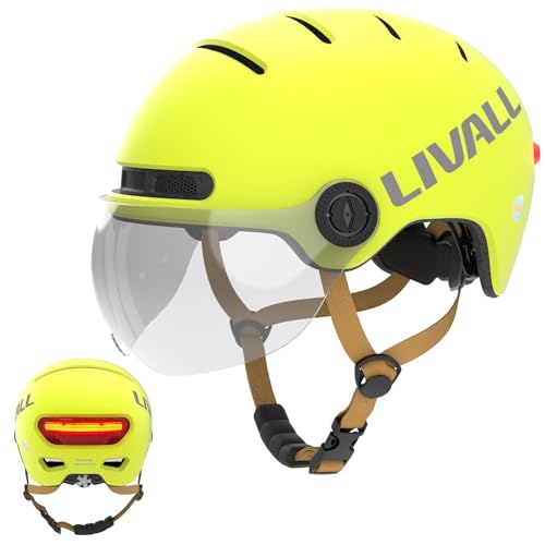 LIVALL L23 Fahrradhelm mit LED-Leuchten und abnehmbarem Visier – Urbaner Fahrradhelm für Erwachsene – NTA8776-zertifiziert, SOS-Alarm und IPX4 wasserdicht, Fahrradhelm für Pendler, E-Bikes, Roller von LIVALL