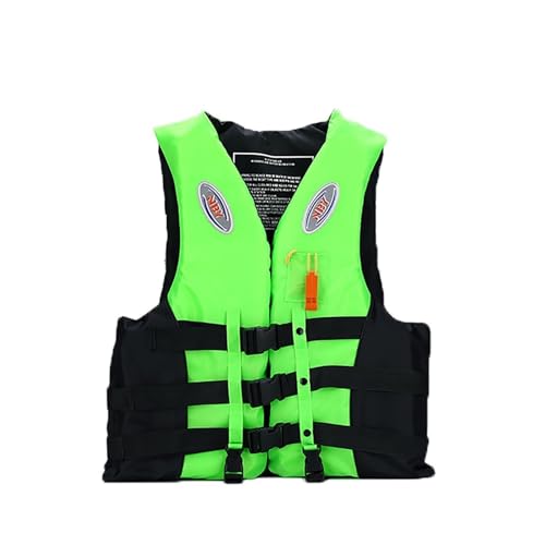 Erwachsene Rettungsweste mit CE Zertifizierung und Erhöhter Auftrieb Perfekt für Schwimmen Kajakfahren und Meeresangeln Reflektierende Rettungspfeife mit Verstellbaren Sicherheitsgurten(Green,M) von LIXQQS