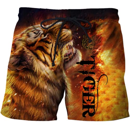 Tiger Shorts Jungen Badehose Herren Kurze Hosen Tiger Lustig 3D Druck Sommer Badeshorts Trocknend Und Atmungsaktiv (Tiger 4,L) von LIYIMING