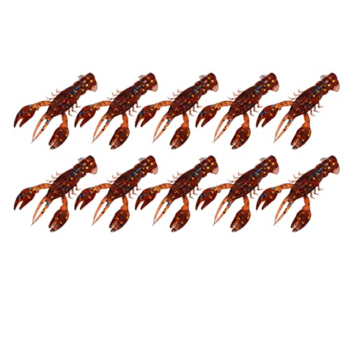 10 Stück weiche Angelköder, Crawdad Gummiköder, künstlicher Silikon-Weichköder, elastischer, Flexibler weicher Angelköder, wiederverwendbar für Barschangeln, Angeln im Freien (Dark Brown) von LIYJTK