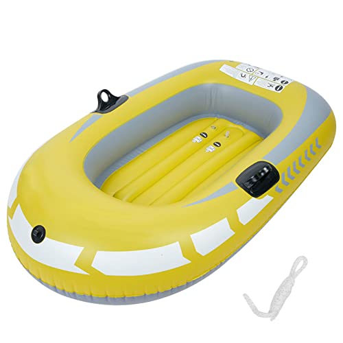 Aufblasbares Boot PVC Kanu Aufblasbares Schlauchboot 1 Person für Erwachsene und Kinder Aufblasbares Kanu für Wassersport Schwimmbad Angeln Driften Taucher Werkzeug Gelb von LIYJTK