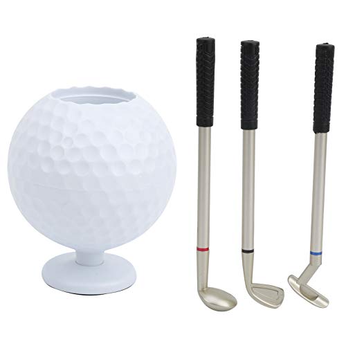 LIYJTK Mini-Desktop-Golfball-Stifthalter mit 3 Queue-Stiften, Kunststoff-Golfer-Souvenir-Set, Geschenk-Golf-Modellhalter, Multifunktions-Halteständer für das Heimbüro von LIYJTK