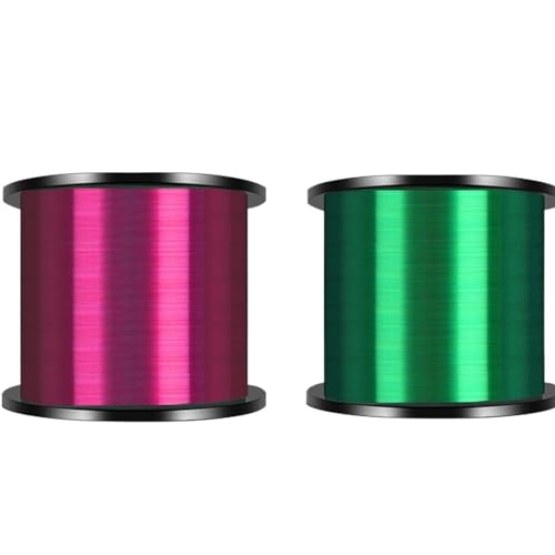 Angelschnur 1000 m Monofilament-Nylon-Angelschnur, 2 Stück, superstarke Nylonschnur, unsichtbare Hauptschnur, Salzwasser-Angelzubehör(Red Green,0.185mm-1.2) von LIZHAYG