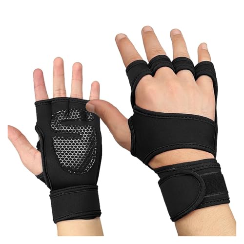 LIZHAYG Gym Handschuhe Gewichtheben Gym Handschuhe Frauen Männer Atmungsaktive Anti-rutsch Fitness Sport Handschuhe Bodybuilding Gymnastik Griffe Streifen Hand Palm(Black,XL) von LIZHAYG