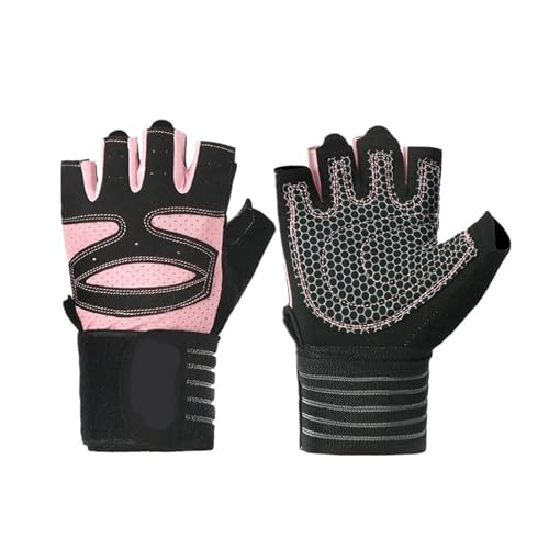 LIZHAYG Gym Handschuhe Gewichtheberhandschuhe, Armbandunterstützung, atmungsaktiv, rutschfest, Sporthandschuhe for Bodybuilding, Powerlifting, Fitness-Training(Pink,L) von LIZHAYG