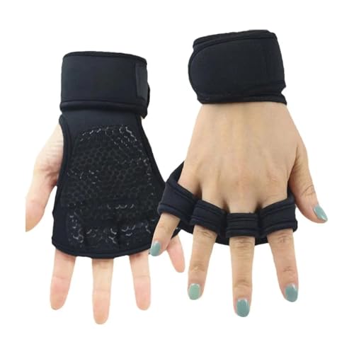 LIZHAYG Gym Handschuhe Gewichtheberhandschuhe for das Fitnessstudio, for Männer und Frauen, rutschfeste Halbfinger-Sporthandschuhe, horizontale Stangenausrüstung, Training, Klimmzüge(Black,L) von LIZHAYG