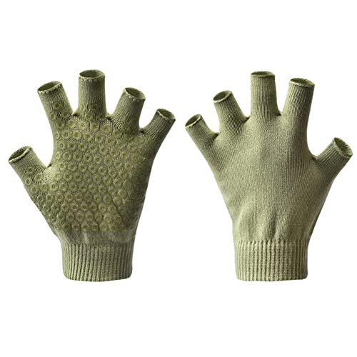 LIZHOUMIL Rutschfeste Yoga-Pilates-Handschuhe für Damen, 1 Paar fingerlose Yoga-Handschuhe mit Silikon-Punkten, Workout-Handschuhe für das Training grün von LIZHOUMIL