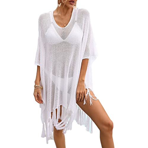 LIbgiubhy Sexy V Ausschnitt Bikinis Cover Up Frauen Lose Kleid Quasten Badeanzug Cover Up Aushöhlen Badeanzug Cover Up Ins von LIbgiubhy