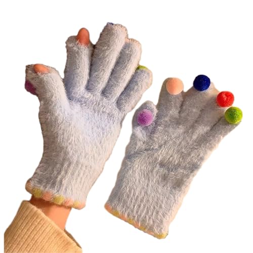 LIbgiubhy Warme Winterhandschuhe mit Touchscreens, Kunstfell, Text-Handschuhe, flauschig, weich, Winterhandschuhe für Outdoor, Skifahren, Radfahren, Wandern von LIbgiubhy