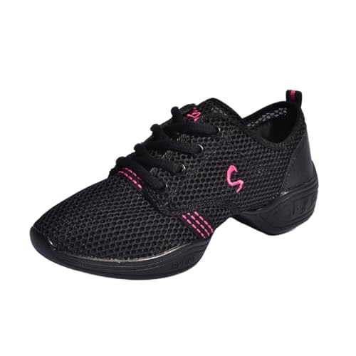 Jazz-Tanz-Sneaker für Damen, Tanzschuhe für Damen, Plattform-Tanz-Sneaker, leicht und atmungsaktiv, bequem und atmungsaktiv, geeignet für Jazz, Street Jazz, Tanztraining (Schwarz, Rosenrot, 40 EU) von LJFIWY