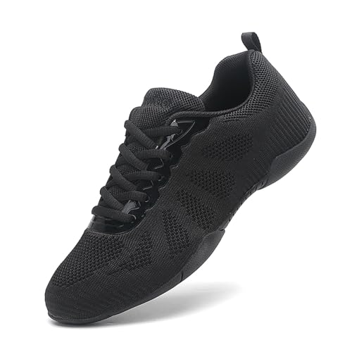 LJFIWY Cheerleading-Schuhe für Damen, Mädchen, Weiß, Cheer-Schuhe, Schule, Wettkampf, Gymnastik-Sneaker, leichte Tanzturnschuhe (Schwarz, Größe 47) von LJFIWY