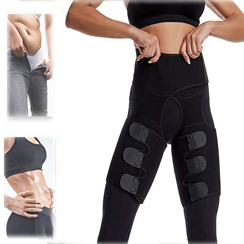 LJJ 3-in-1 Gewichthebergürtel Waist Trainer, Oberschenkel Trimmer, Verstellbarer zur Fettverbrennung Fitnessgürtel Damen Herren,B-116cm von LJJ