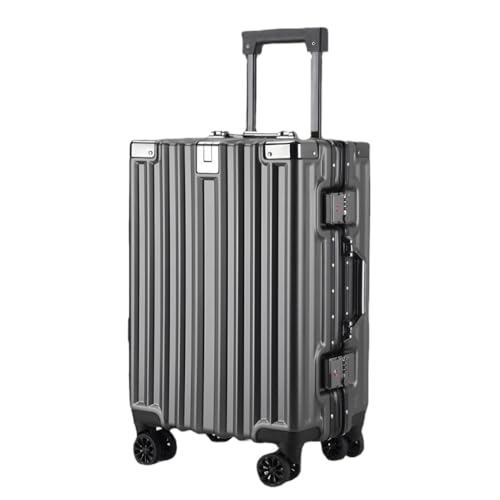 Koffer Leises, Robustes Gepäck, langlebiges Gepäck, Neuer Trolley-Koffer mit Aluminiumrahmen, Universalräder for Studenten Suitcase (Color : Gray, Size : 24in) von LJSPTU