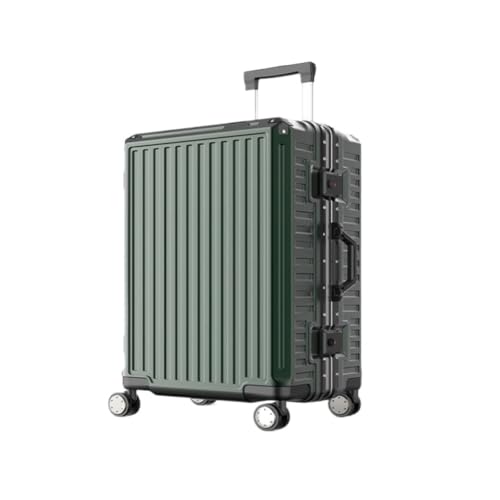 LJSPTU Koffer Aluminiumrahmen, Metallseitenkoffer, 26-Zoll-Anti-Fall-Zugstange, Business-Koffer, multifunktionaler Boarding-Koffer Suitcase (Color : Green, Size : 28in) von LJSPTU