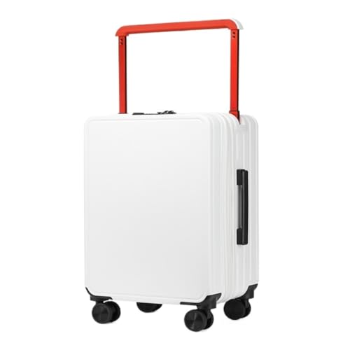 LJSPTU Koffer Doppelt vorne in der Mitte breiter Trolley-Koffer for Damen und Herren, Passwort-Koffer, Business-Boarding-Koffer Suitcase (Color : White, Size : 26in) von LJSPTU