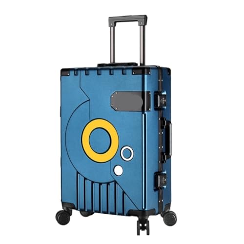LJSPTU Koffer Herren- und Damenkoffer, Ins-Trolley-Koffer, Universal-Rad-Boarding-Koffer, Gepäck, Passwort, Ledertasche Suitcase (Color : Blue, Size : 22in) von LJSPTU