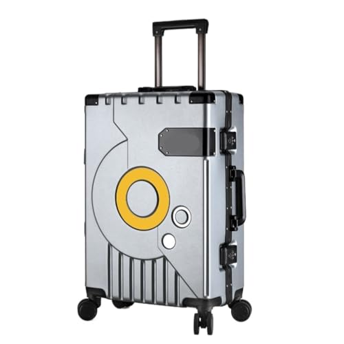LJSPTU Koffer Herren- und Damenkoffer, Ins-Trolley-Koffer, Universal-Rad-Boarding-Koffer, Gepäck, Passwort, Ledertasche Suitcase (Color : Silver, Size : 24in) von LJSPTU
