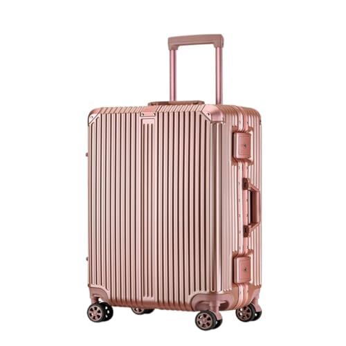 LJSPTU Koffer Hochwertiger Trolley-Koffer Mit Aluminiumrahmen, 20/24/28-Zoll-Boarding-Koffer, Internet-Promi-Koffer Suitcase (Color : Pink, Size : 28in) von LJSPTU