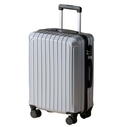 LJSPTU Koffer Koffer-Trolley, robust und langlebig, verdickter Koffer, Passwort-Ledertasche, Universalräder Suitcase (Color : Silver, Size : 22in) von LJSPTU
