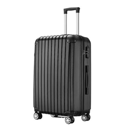 LJSPTU Koffer Koffer mit Frontöffnung, geräuschloser Universal-Rollen-Boarding-Koffer, 24-Zoll-Trolley-Koffer mit Passwortschloss Suitcase (Color : Black, Size : 28in) von LJSPTU