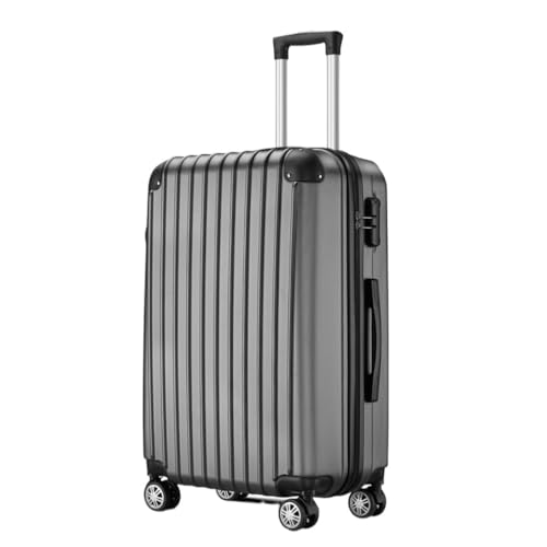 LJSPTU Koffer Koffer mit Frontöffnung, geräuschloser Universal-Rollen-Boarding-Koffer, 24-Zoll-Trolley-Koffer mit Passwortschloss Suitcase (Color : Gray, Size : 24in) von LJSPTU