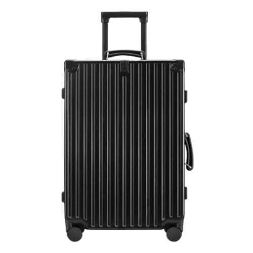 LJSPTU Koffer Retro Trolley Case Universal Rad Aluminium Rahmen Gepäck 20 Zoll Boarding Case Herren Gepäck Damen Suitcase (Color : Black, Size : 26in) von LJSPTU