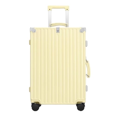 LJSPTU Koffer Retro Trolley Case Universal Rad Aluminium Rahmen Gepäck 20 Zoll Boarding Case Herren Gepäck Damen Suitcase (Color : Yellow, Size : 20in) von LJSPTU