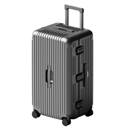 LJSPTU Koffer Trolley-Koffer Aus Vollaluminium-Magnesiumlegierung, Geräuschloser Koffer Mit Drehbarem Rad, Robuster Und Langlebiger Passwort-Koffer Suitcase (Color : Gray, Size : 20in) von LJSPTU