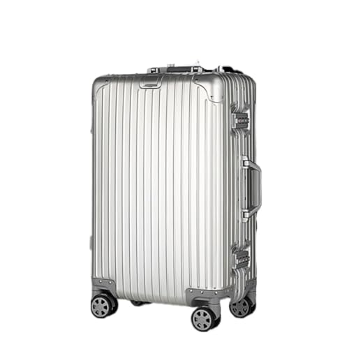 LJSPTU Koffer Trolley-Koffer Aus Vollaluminium-Magnesiumlegierung, Geräuschloser Koffer Mit Drehbarem Rad, Robuster Und Langlebiger Passwort-Koffer Suitcase (Color : Gray, Size : 26in) von LJSPTU