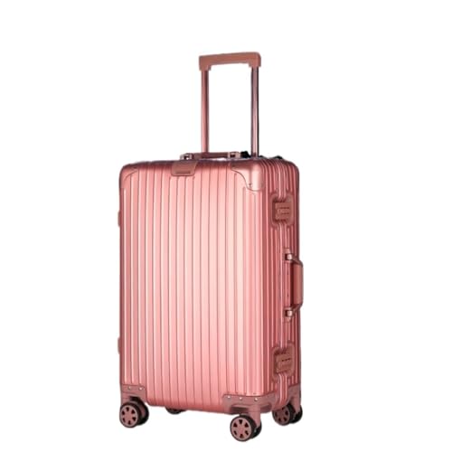 LJSPTU Koffer Trolley-Koffer Aus Vollaluminium-Magnesiumlegierung, Geräuschloser Koffer Mit Drehbarem Rad, Robuster Und Langlebiger Passwort-Koffer Suitcase (Color : Pink, Size : 24in) von LJSPTU