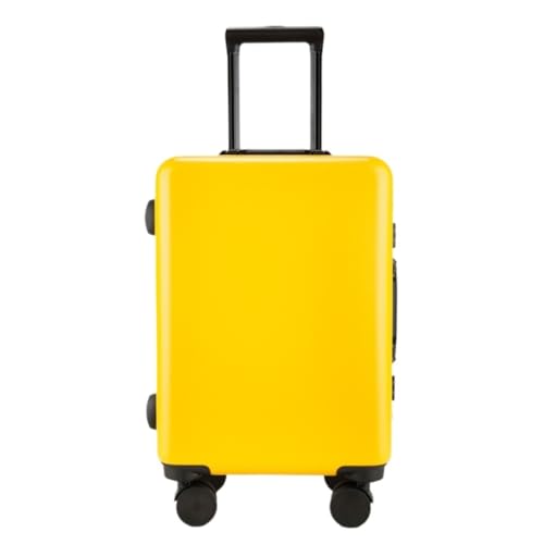 LJSPTU Koffer Trolley-Koffer mit Aluminiumrahmen, Universalräder, 24-Zoll-Trolley-Koffer, 26-Zoll-Koffer for Männer und Frauen Suitcase (Color : Yellow, Size : 26IN) von LJSPTU