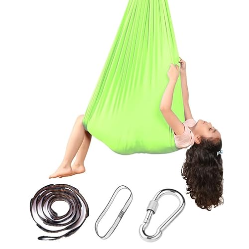 Aerial Yogatuch, Yogatuch Zum Aufhängen, Low Stretch Aerial Silks Yogatuch Zum Aufhängen Yogagurt Trapez Schaukel Yoga Hängematte Set Für Erwachsene,18-Farben zur Auswahl(Grass green,100 * 280cm) von LKJYER