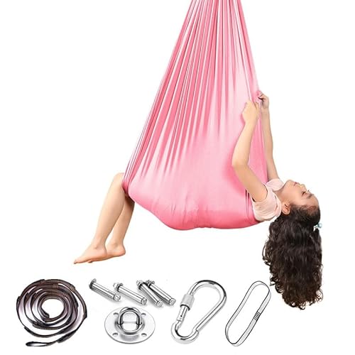 Aerial Yogatuch, Yogatuch Zum Aufhängen, Low Stretch Aerial Silks Yogatuch Zum Aufhängen Yogagurt Trapez Schaukel Yoga Hängematte Set Für Erwachsene,18-Farben zur Auswahl(Pink,150 * 280cm) von LKJYER