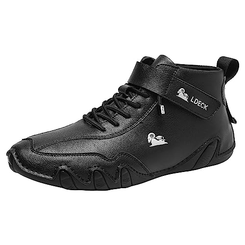 2024 Herren Barfuss Schuhe Wasserfest Bafuss Barfußschuhe Herbst Leder Fitnessschuhe Outdoor Winterstiefel Gefüttert wasserdichte Laufschuhe Sneaker Arbeitsschuhe Barfuß Herren Schwarz 41 von LKRSEEF