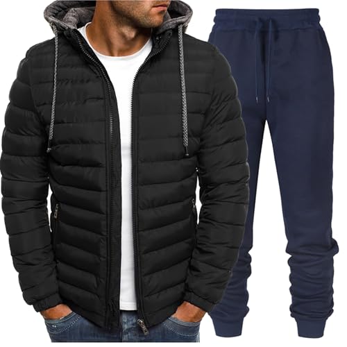 Angebote, Herren Jacke Basic Übergangsjacke Warm Winterjacke Casual Steppjacke Daunenjacken Mit Kapuze Outdoor Arbeitsjacke Softshelljacke Für Herren Herbst Winter 02 Schwarz XL von LKRSEEF