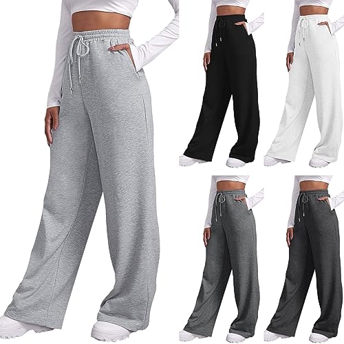 Angebote des Tages Heute//Joggoinghosen Damen - Bequeme Lockere Freizeithose/Sporthose/Trainingshose Hosen Damen Weite Hosen Baggy Jogginghose Lang Sweatpants Damen Mit Taschen 01 Silber XL von LKRSEEF