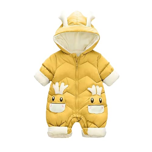 Black Friday Baby Zubehör Kleidung Wollwalk Overall Baby Neu Unisex Baby Romper Junge Cute Baby Overall Mädchen Warm Fleece Strampler mit Kapuze Winter Schneeanzüge 0-24 Monate 11 Gelb 80 von LKRSEEF