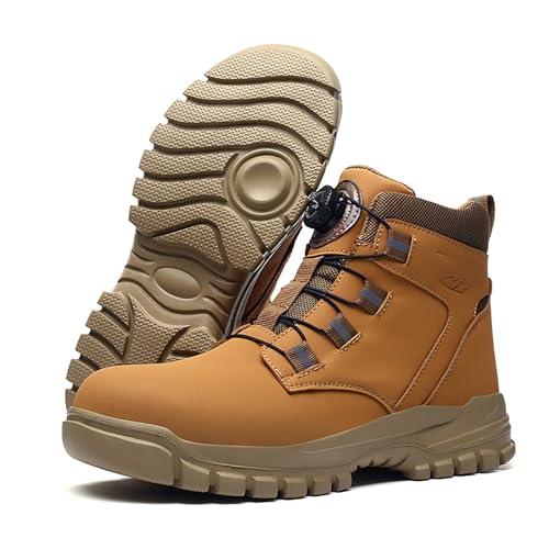 Deals of The Day, 2024 Knopfschnürsenkel, Arbeitsschutzschuhe Mit Dicken Sohlen, Stiefel, Bruchsichere Arbeitsschuhe Wasserdicht Winterschuhe Herren Barfußschuhe Damen Winter Gelb 39 von LKRSEEF