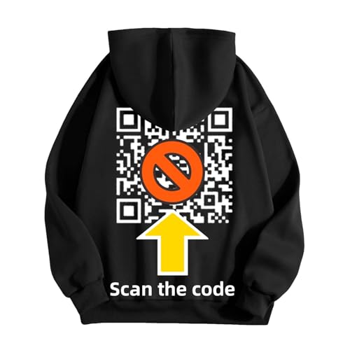 Fuck You Qr Code Hoodie, Y2K Backprint Suchen Sie nach Überraschung, Funny Fu Qr Code Hoodies Teenager Lustig Qr Code Pullover Mit Kapuze Schwarz S von LKRSEEF